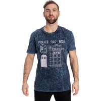 Doctor Who Police Box Blueprint Batik Herren T-Shirt blau von Doctor Who