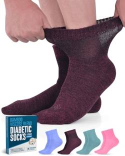 Doctor's Select Bambus Diabetikersocken Damen & Herren – 4 Paar knöchellange Damen Diabetikersocken | Bambussocken Damen | Neuropathie-Socken von Doctor's Select