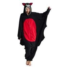 Dodheah Fledermaus Onesie Erwachsene Halloween Pyjamas Schwarz Tier Cosplay Kostüm Schlafanzug Einteiler für Frauen Männer Schwarz L von Dodheah