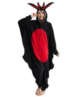 Dodheah Halloween Onesie Erwachsene Schwarzer Mothman Schlafanzug Tier Cosplay Kostüm Schlafanzug Einteiler für Frauen Männer XL von Dodheah