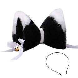 Dodheah Katzenohren Stirnband Cosplay Haarspange Tierohren Haarband Fuchs Ohr Haarschmuck für Frauen Mädchen, schwarz / weiß, One size von Dodheah