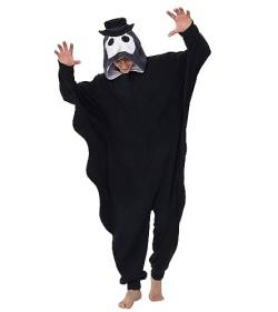 Dodheah Pest Doktor Onesie Kostüm Schwarz Steampunk Overall Cartoon Pyjamas Cosplay Einteiliger Halloween Dress Up Outift für Erwachsene XL von Dodheah
