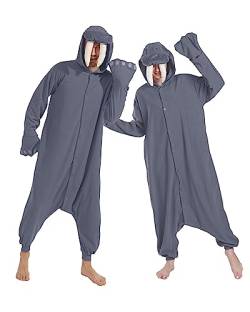 Dodheah Unisex Walross Schlafanzug Erwachsene Onesie Halloween Tier Cosplay Kostüm Weihnachten Jumpsuit Einteiler Schlafanzug Grau M von Dodheah