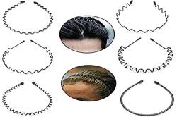 6 Stück Metall Haarband schwarze, Damen Herren Haarreifen, Elastisches Stirnband, Spring Wave Sporthaarbänder herren zum Sport Kinder Mädchen Jungen Haarschmuck Kopfbänder von Does not apply