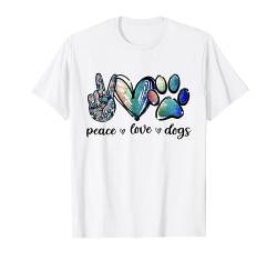 Dog Lover Peace Love Dogs Welpenpfote T-Shirt von Dog Lover Peace Love Dogs Puppy Paw Tee