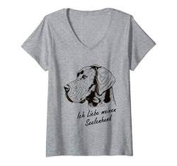 Damen Deutsche Dogge Hund Hunderasse Geschenk Spruch T-Shirt mit V-Ausschnitt von Dogge Hund & Geschenke