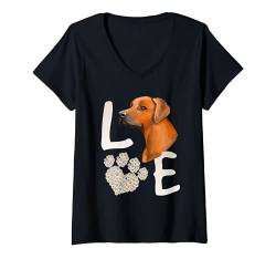 Damen Dogs 365 Love Rhodesian Ridgeback Dog Paw Pet Rescue T-Shirt mit V-Ausschnitt von Dogs 365