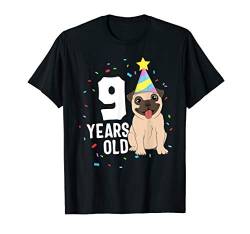 9 Years Old Birthday Pug Dog Lover Party 9th Birthday Kid T-Shirt von Dogs by 14th Floor