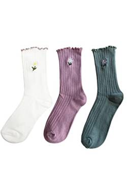 Doitall Damen-Socken mit Rüschen, 3 Paar, Grün / Rosa, 37-42 EU von Doitall