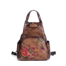 DokinReich Damen Rucksack Damen Stadtrucksack Leder süßer Lederrucksack Vintage Echt Leder (C) von DokinReich