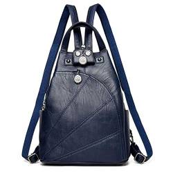 Fashion Mode Damen Rucksack PU Leder Damentasche Schultertasche Handbag Rucksäcke Frauen Rucksack 2 in 1 Damen Rucksack (Blau) von DokinReich