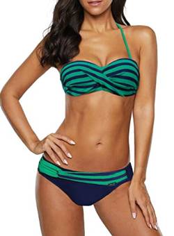 Dokotoo Bandeau Bikini Damen Push Up Zweiteilige Badeanzug Bademode Bikini Set, 01-Grün, L von Dokotoo