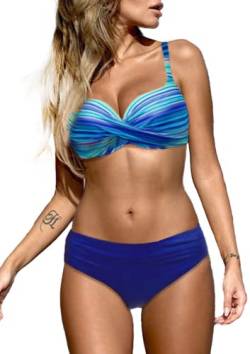 Dokotoo Damen Bikini Set Push Up Bikinis Sexy Crossover Bikini-Sets Zweiteiliger Badeanzug Bademode, himmelblau, L von Dokotoo