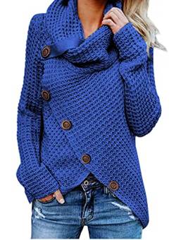 Dokotoo Pullover Damen Winter Langarm Elegant Rollkragenpullover Strickpullover Lässig Pullis Sweater Rollkragen Winterpullover Blau L von Dokotoo