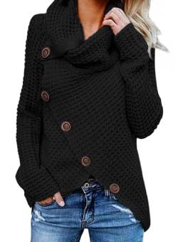 Dokotoo Pullover Damen Winter Langarm Elegant Rollkragenpullover Strickpullover Lässig Pullis Sweater Rollkragen Winterpullover Schwarz XL von Dokotoo