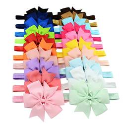 Dokpav Baby Stirnbänder, 20 Pack Elastische Haarbänder mit 4.3’’ Haar Bogen Haarband Für Babys Mädchen von Dokpav