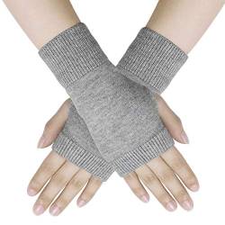 Dokpav Winter Handschuhe Fingerlose Fäustlinge Damen Wolle Warm Fingerhandschuhe Fingerlos Halb Handschuhe Strick Handschuhe Grau von Dokpav