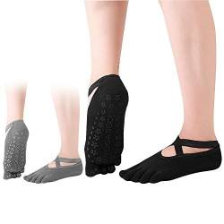 Dokpav Yoga Socken 2 Paar Pilates-Socken für Damen Rutschfeste Baumwolle Sportsocken Antirutsch für Yoga Pilates Ballett Stange Fitness Tanz 36-43 von Dokpav