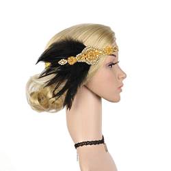 Dola22g 1920er Jahre Flapper Stirnband Feder Vintage Kopfbedeckung 20er Jahre Party Fascinator Zubehör für Frauen Mädchen Karneval Festival Cocktail Hochzeit Party von Dola22g