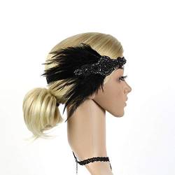 Dola22g 1920er Jahre Flapper Stirnband Feder Vintage Kopfbedeckung 20er Jahre Party Fascinator Zubehör für Frauen Mädchen Karneval Festival Cocktail Hochzeit Party von Dola22g