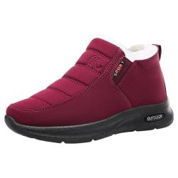 Dola22g Damen-Schneestiefel, warm, wasserdicht, bequem, zum Reinschlüpfen, Outdoor, Pelzfutter, Winterschuhe für Damen, rot, 39 EU von Dola22g