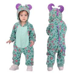 Doladola Baby Strampler mit Kapuze, Baumwoll overalls tier für Jungen oder Mädchen, Kinder Langarm kostüm für Geschenk(18-24 Monate,Grüner Monster) von Doladola