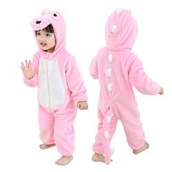 Doladola Baby Strampler mit Kapuze Flanell Winter Overall kostüme für Baby Jungen MäDchen Karikatur Schlafanzug (Rosa Dinosaurier, 3,5-4,5 Jahre) von Doladola