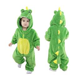 Doladola Baby Strampler mit Kapuze Flanell Winter Overall kostüme für baby Jungen MäDchen Karikatur Schlafanzug (0-3 Monate, Krokodil) von Doladola