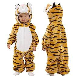 Doladola Baby Strampler mit Kapuze Unisex baby onesie Cartoon Tier Overall Schlafanzüge (2,5-3,5 Jahre, Tiger) von Doladola