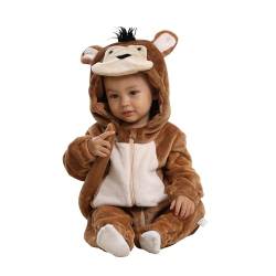 Doladola Babys mit Kapuze Onesies Flanell Frühling Strampler Pyjama Bekleidung Karikatur Tier Jumpsuit für mädchen und Junge(12-18 Monate,Affe) von Doladola