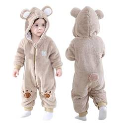 Doladola Babyspielanzug Tier Dalmatiner Onesies Spielanzug Schlafanzug Flanell Frühling Strampler Pyjama Bekleidung Karikatur Tier Jumpsuit für Baby mädchen und Junge (BeigeBär,Alter 0-3 Monate) von Doladola