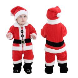 Doladola Kleinkind Baby Mädchen Jungen Weihnachtsmann Kostüm Weihnachtsstrampler + Hut Set Santa (Weihnachtsmann,Alter 12-18 Monate) von Doladola