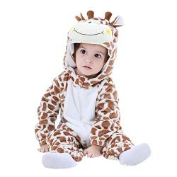 Doladola Unisex Baby Frühling Herbst Tier Strampler Baby Jungen Mädchen Flanell EIN Stück Pyjama(18-24 Monate,Giraffe) von Doladola