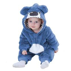 Doladola Unisex Baby Frühling Herbst Tier Strampler Baby Jungen Mädchen Flanell Ein Stück Pyjama(6-12 Monate,blauer Koala) von Doladola