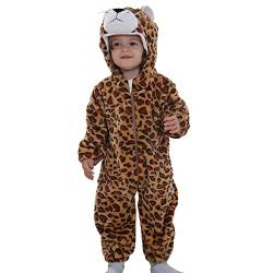 Doladola Unisex Baby Strampler mit Kapuze kinder kostüm Tier für karneval baby jumpsuit für Jungen Mädchen (12-18 Monate,Leopard) von Doladola