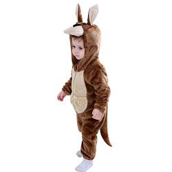 Doladola Unisex Baby Strampler mit Kapuze kinder kostüm Tier für karneval baby jumpsuit für Jungen Mädchen (18-24 Monate,Känguru) von Doladola