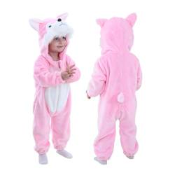 Doladola Unisex Baby Strampler mit Kapuze kinder kostüm Tier für karneval baby jumpsuit für Jungen Mädchen (24-30 Monate,Pinkhusky) von Doladola