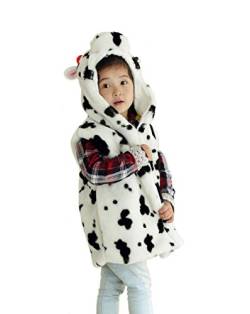 Doladola Unisex Kinder Kapuzenweste Plüsch Mode Weste mit Tier Hoodie für Jungen und Mädchen Dress Up Kostüm (Milchkuh, L) von Doladola