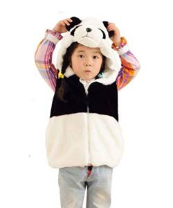 Doladola Unisex Kinder Kapuzenweste Plüsch Mode Weste mit Tier Hoodie für Jungen und Mädchen Dress Up Kostüm (Panda, L) von Doladola