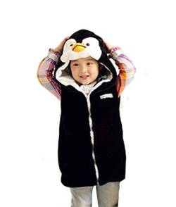 Doladola Unisex Kinder Kapuzenweste Plüsch Mode Weste mit Tier Hoodie für Jungen und Mädchen Dress Up Kostüm (Pinguin, M) von Doladola