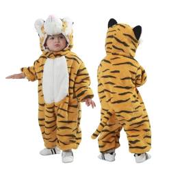 Doladola baby Jungen Mädchen Tier inspiriert Fleece Strampler mit Kapuze Outfits mit Baumwollfutter (12-18 Monate, Tiger) von Doladola