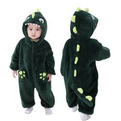 Doladola baby Jungen Mädchen Tier inspiriert Fleece Strampler mit Kapuze Outfits mit Baumwollfutter (18-24 Monate, Dunkel Grün Dinosaurier) von Doladola