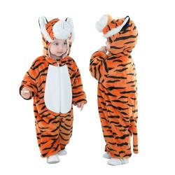 Doladola baby Jungen Mädchen Tier inspiriert Fleece Strampler mit Kapuze Outfits mit Baumwollfutter (6-12 Monate, Orange Tiger) von Doladola