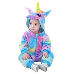 Doladola baby strampler mit kapuze flanell jumpsuit für jungen mädchen tier einhorn onesies für kinder (mehrfarbig, 3,5-4,5 Jahre) von Doladola