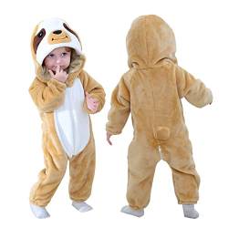 Doladola kostüme für baby mit Kapuze, Mädchen Jungen Flanell Overall, tier kostüm kinder (Baumfaultiere, Größe (Alter 0-3 Monate)) von Doladola