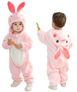 Doladola kostüme für baby mit Kapuze, Mädchen Jungen Flanell Overall, tier kostüm kinder (Kaninchen, Größe (Alter 12-18 Monate)) von Doladola
