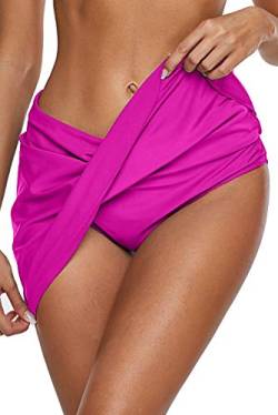 Dolamen Damen Badeshorts Bikinihose Rock Shorts Trunks Badeanzug Bauchweg Badekleid mit Mit Mit Integrierter Hose Mehrfarbig Mini Bikini Takini Baderock Beachwear (Medium, Rose) von Dolamen