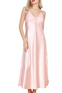 Dolamen Damen Satin Nachthemd Negliee Schlafanzug Nachtwäsche Nachtkleid von Dolamen