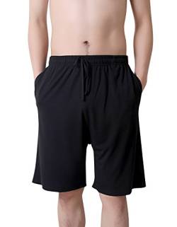 Dolamen Herren Schlafanzughose Hose Shorts kurz, Modal Baumwolle unterwäsche Boxershorts Nachtwäsche Trunk Pyjamahose verstellbarem Elastik-Bund Taschen Schlafen Freizeit (Large, Schwarz) von Dolamen