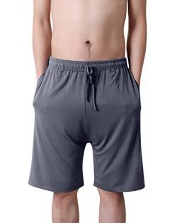 Dolamen Herren Schlafanzughose Hose Shorts kurz, Modal Baumwolle unterwäsche Boxershorts Nachtwäsche Trunk Pyjamahose verstellbarem Elastik-Bund Taschen Schlafen Freizeit (XXX-Large, Tiefgrau) von Dolamen